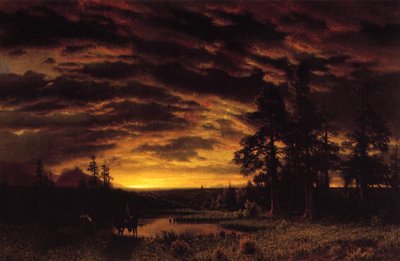 Atardecer en la pradera de Albert Bierstadt